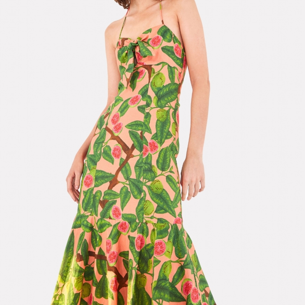 Midi halterneck guava dress